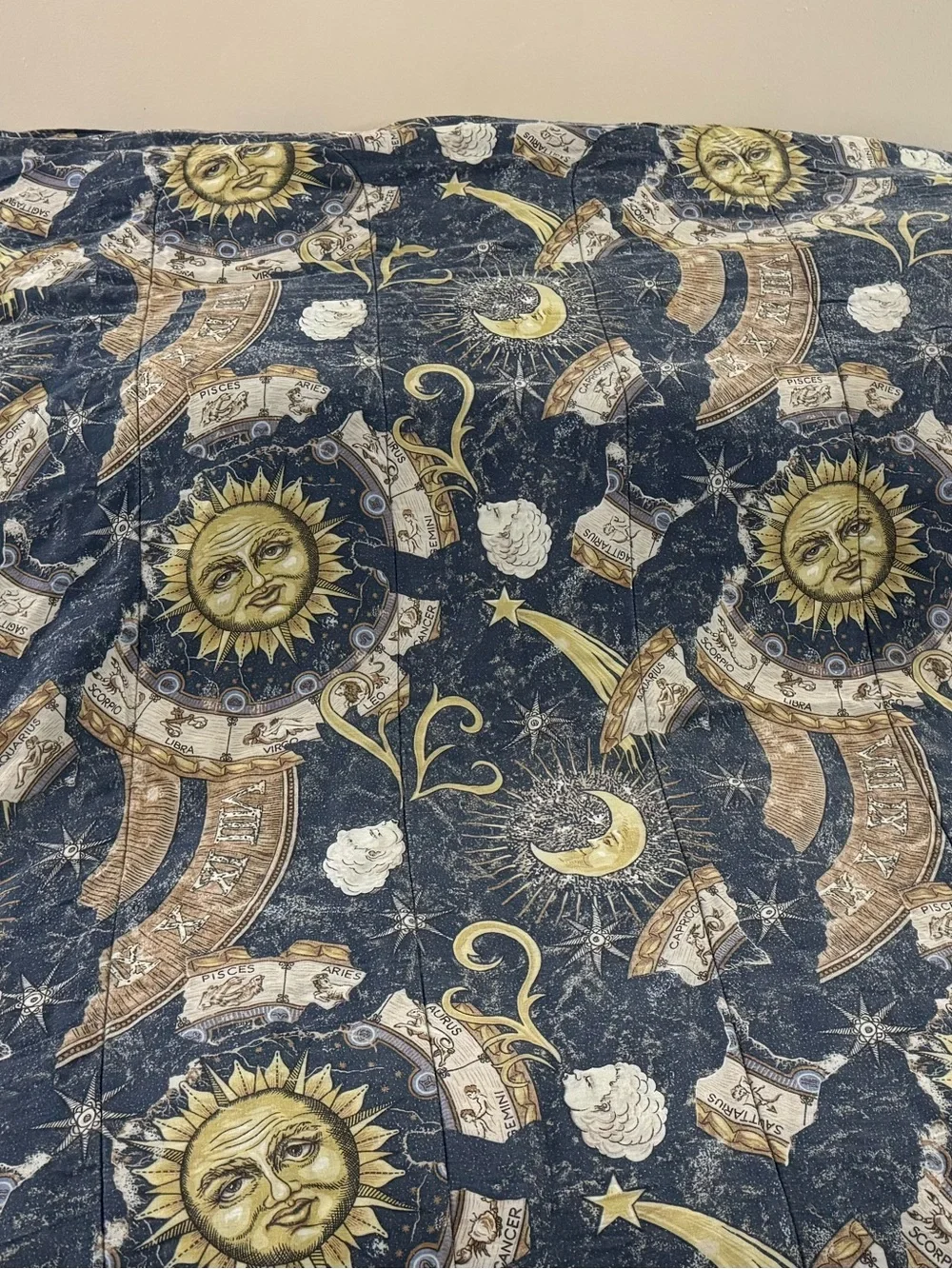 Y2K Vintage 90s Celestial Sun & Moon Navy Comforter Set